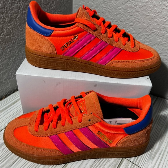 adidas Shoes - Adidas handball spezial women’s sneaker shoes Orange Pink size 5.5 JH5659